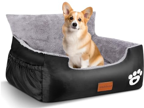 Trhillsbrad Siège auto pour chien, 70 x 60 x 45 cm, 2 laisses de sécurité réglables, lit de voiture pour petits chiens, siège auto pour animaux domestiques, entièrement amovible et lavable, avec 2