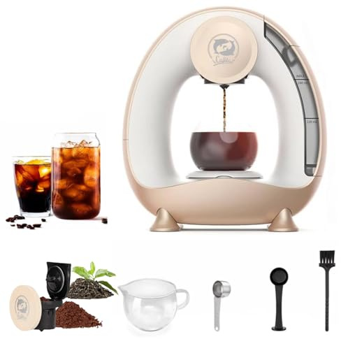 i Cafilas Máquina de café eléctrica Mini cafetería para café molido,Americano 2 en 1 Mini una taza cafetería/preparadora de té, 120-240 ml (champán)