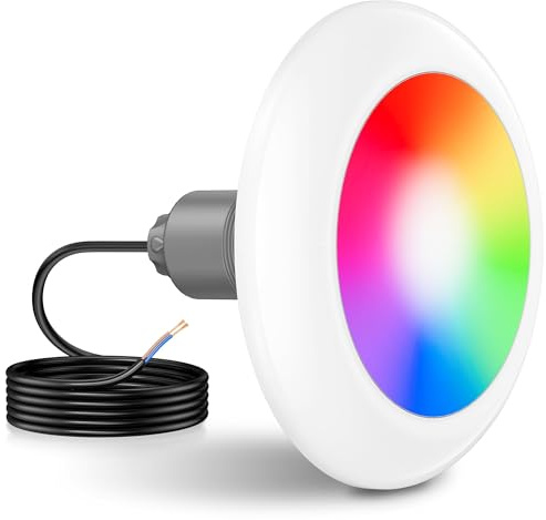 LyLmLe Faro Piscina LED con Filettatura Esterna 2, 25W Proiettore Piscina RGB Multicolore Controllo Sincrono, Ø242mm, 12V AC Lampada LED per Piscinas Prefabbricate Fuori Terra, Senza Controller