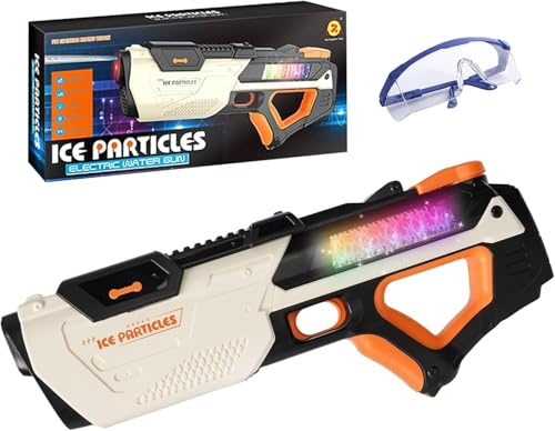 Pistolet à Eau Puissant, Pistolet à Eau Electrique, Pistolets à Eau Automatique avec Coloré Lumière, Lunettes de Protection, Portée 8-10m, Convient aux Jardins Plages d'été Piscine