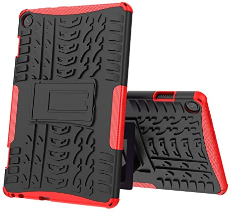 Tablettskydd Tablettskydd kompatibelt med Lenovo M10 3RD 10,1 TB-328FU/XU Däckstruktur Stötsäkert TPU+PC skyddsfodral med fällbart handtagsstativ Hemma för surfplatta(Rosso)