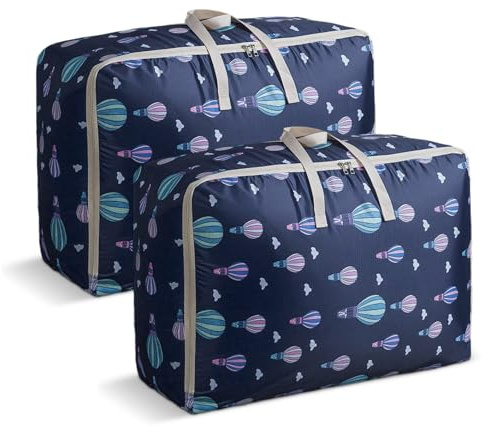 2 Pezzi Borse Stoccaggio Vestiti, 84L Borsa di Immagazzinaggio, Borse Trasloco con Cerniera, Borsa di Stoccaggio Sotto Letto, Impermeabile Contenitori Sottoletto per Vestiti, Coperte, Cuscini