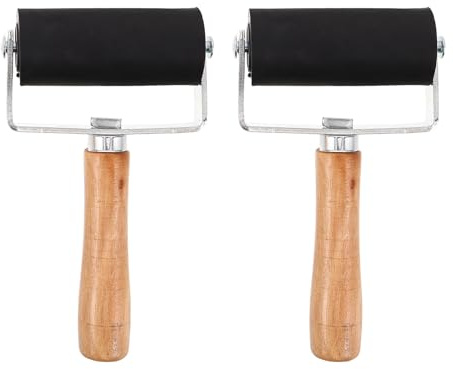 LOORGVEL Rullo di Gomma Portatile da 2 Pezzi per Stampa - Pennello a Rullo per Inchiostro per Timbri, Artigianato, Stampa a Blocchi, Fai da Te - Applicazioni di Inchiostrazione E Incollaggio, Uso in