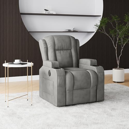 KOOPMAD Poltrona massaggiante elettrica con supporto per alzarsi, poltrona relax con funzione reclinabile, 160°, funzione di riscaldamento e funzione sdraiata, divano singolo, poltrona per TV, anziani