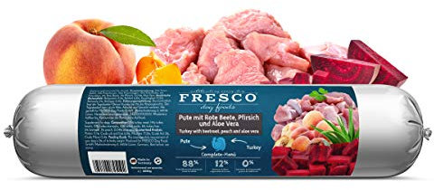 Fresco Barf-Wurst Pute mit Rote Beete, Pfirsich & Aloe Vera