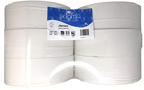 Enigma Recycked Maxi Jumbo Toilet Tissue - Pack of 6 | 400 Meters per roll | 2 Ply Toilet Paper