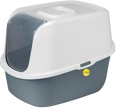 Cat Centre Cat Litter Tray Covered with Lid Detachable Litter Box Anti-Spillage Large 51 x 38.9 x 38.7 cm Enclosed Hooded Flap Door Safe Durable Charcoal Filter
