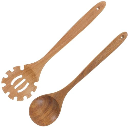 Luxshiny 2er Set HolzlöFfel: Suppenlöffel und Spaghettikralle Für Küche Kochen Backen Rührwerkzeuge