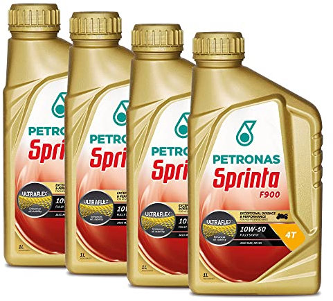 Petronas Kit 4X Sprinta Olio Motore 4T 100% Sintetico F900 10W-50 per Motori 4 Tempi - 4 Confezioni da 1 Litro