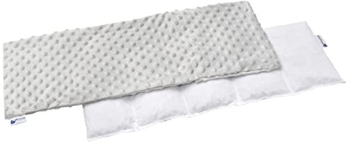 Medi Partners Coussin chauffant noyaux de cerise 60x20cm 800g Minky 5 Chambres par le froid Taie d'oreiller amovible (Gris)