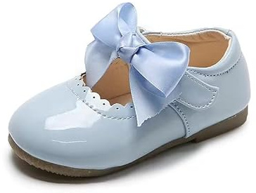 Kids Girls Ribbon Bow Spanish Wedding Party Girls Mary Jane Infants Toddler Shoes Size Light Blue