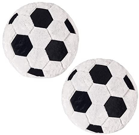 MSUIINT Basketball-Plüschkissen, flauschig, gefüllt, Fußball, Sport, Rückenkissen, weich, langlebig, Sport-Geschenk für Heimdekoration (Fußball), 2 Stück