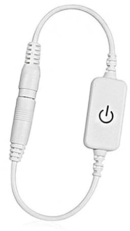 Mini Inline LED Dimmer Touch Switch DC 12-24V for LED Strip Lights Brightness Controller with Adjustable Dimming On/Off Function White