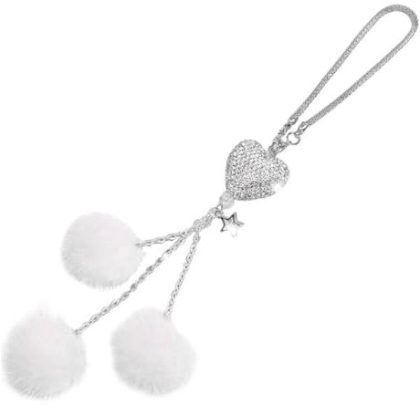 BZKSER Auto Rückspiegel Ornament - 1Pcs Auto Rückspiegel Innen Dekoration Bling Strass Rückspiegel Anhänger, Auto Rückspiegel Hängen, Auto Spiegel Anhänger Ornament Zubehör für Frauen & Männer (Weiß)