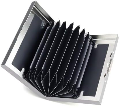 DEANKEJI Funda para tarjetas de crédito, 10 ranuras para tarjetas, funda con botón de presión, para guardar tarjetas de visita, tarjetas de crédito, tarjetas bancarias y documentos de identidad, Negro