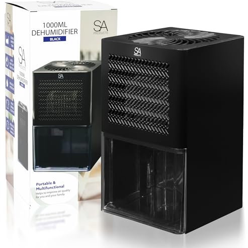 SA Products 1000ml Dehumidifier | Portable Moisture Absorber for Home, Bedroom & Bathroom (Black)