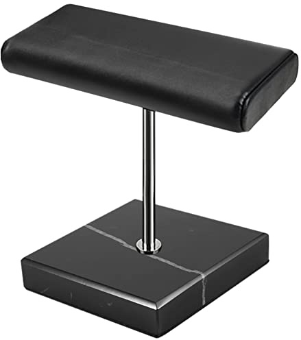 Somoke svart marmorbas klockstativ silverfärg metallstång display rekvisita armband smycken förlänger placering, Svart