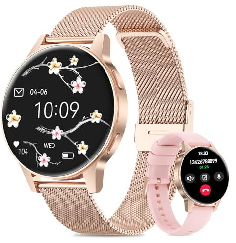 Miecgth 2025 Montre Connectée Femme avec SIRI/ET/HR, 1.27 TFT Smartwatch avec Appel Bluetooth Cardiofréquencemètre 120+ Modes Sport Montre IP68 Fitness Podomètre pour Android iOS (Or Rose)