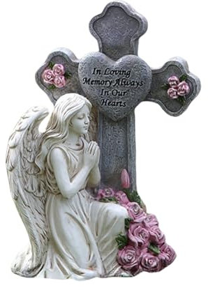 Statua di angelo | Statua di angelo della memoria con luce calda, decorazioni commemorative per cimitero per cimitero esterno cortile prato patio