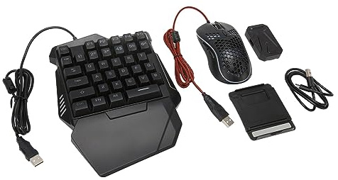 TARSHYRY Clavier de Jeu à Une Main, Clavier de Jeu Mini Keyboard de Jeu à Demi-Main et Combo Combo USB Clavier rétro-éclairé à LED avec Souris et Convertisseur Teclado Y Mouse Gamer pour