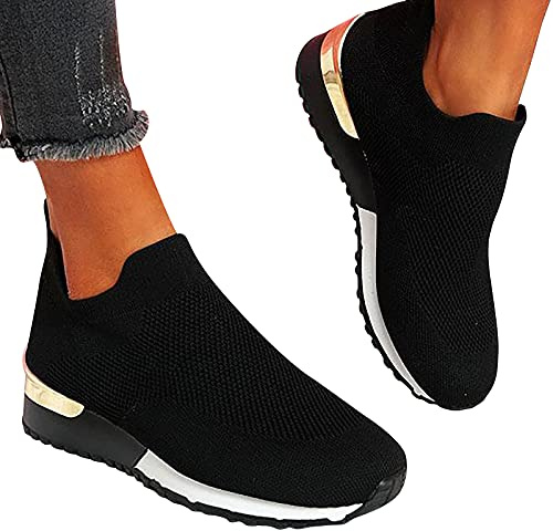 Zapatillas Deportivas Mujer Sin Cordones Zapatos Ortopédicos de Suela Blanda Ligeros Transpirables Zapatillas Cómodos Alpargatas Antideslizantes Suave Moda Casual Caminar Calzado Deportivo