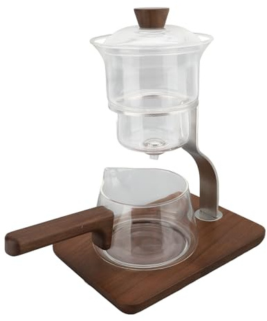 FAUOSWUK Teiera Antigoccia Automatica, Set da tè in Vetro Dal Design Magnetico con Facile Pulizia per L'home Office, capacità 350 Ml