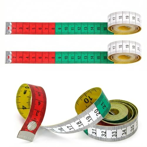 2 PCS Tailors Measuring Tape - 60 Inch/150cm Dual-Sided 4 Color Inch & CM Markings Body Measuring Tape for Sewing & Dressmaking, Portable Flexible Fabric Tape for Accurate Clothes & Body Measurements