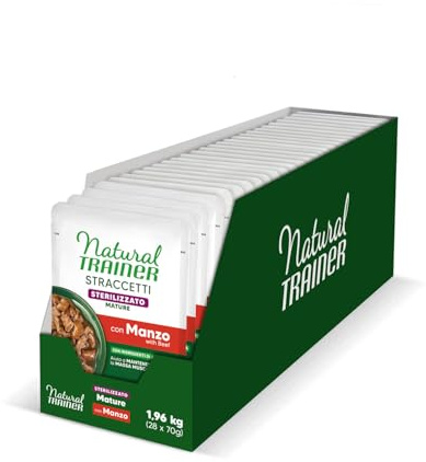 Natural Trainer Senior Sterilized Cibo umido per gatti senior sterilizzati - Paté di Manzo - 18 lattine da 85g