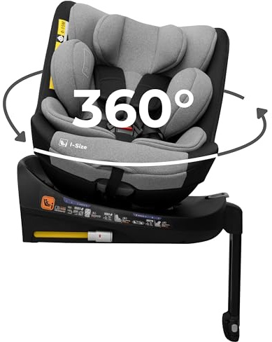 KidsZone Seggiolino Auto 0-36 kg Isofix Girevole 360° - 0-12 anni Gruppo 0/1/2/3 40-150 cm i-Size - Schienale Reclinabile In 8 Posizioni, Regolazione Del Poggiatesta (24 Cm)