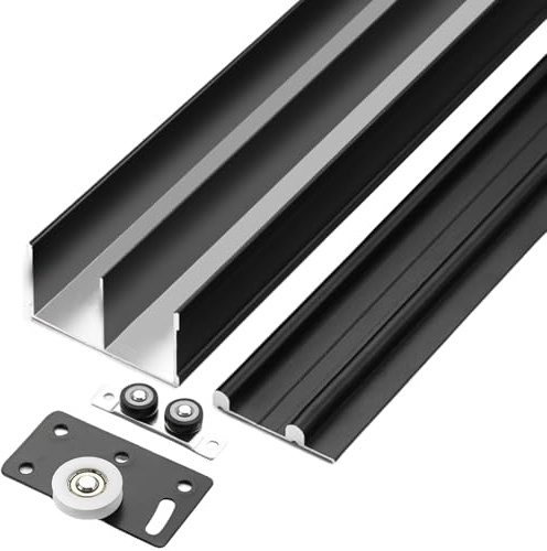 Skjutdörrskit i aluminium med dubbel T-system för hem- och kontorsgarderob, enkel att installera, modern design