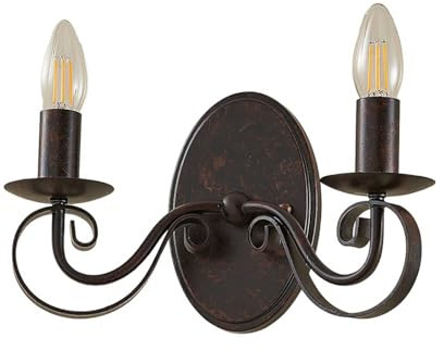 Lucande Wandlampe/Wandleuchte Antik Look rostbraun, Innenleuchte Wand 2x E14 max. 40W ohne Leuchtmittel Wandbeleuchtung Wohnzimmer Flur