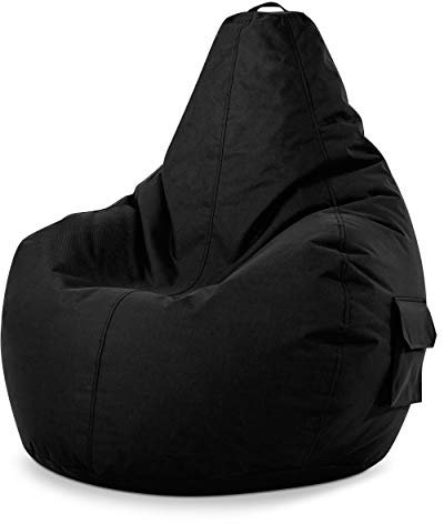 Green Bean Sitzsack mit Rückenlehne 80x70x90cm - Gaming Chair mit 230L Füllung Kuschelig Weich Waschbar - Bean Bag Bodenkissen Lounge Chair Sitzhocker Relax-Sessel Gamer Gamingstuhl Schwarz