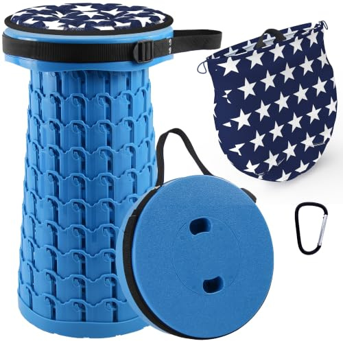 Sgabello Pieghevole Portatile, Sgabello Telescopico Portatile Sgabello da Campeggio Carico Massimo 440lb Pieghevole Aggiornato Sgabelli Pieghevoli Regolabili per Viaggi all'aperto