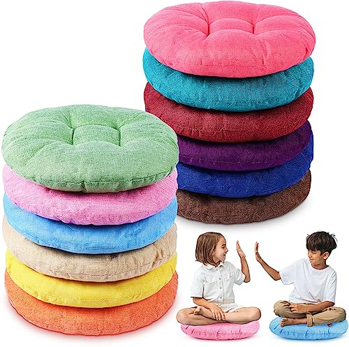 Fumete 12 Pcs 16 Inch Round Floor Cushions for Kids and Toddlers, Flexible Seating Classroom Furniture Floor Pillow for Home, Daycare, Preschool, Yoga and Meditation (Elegant)