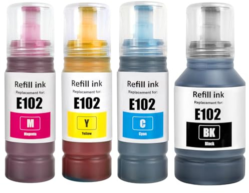 LAIPENG 102 Tinte Kompatibel mit Epson 102 für EcoTank ET-2700 ET-2750 ET-2751 ET-2756 ET-2850 ET-2851 ET-2856 ET-3700 ET-3750 ET-3850 ET-4750 ET-4850 ET-4856 ET-15000 Drucker (BK/C/M/Y)