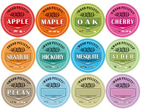 Pegatinas para pellets para contenedores de almacenamiento, etiquetas de sabor para pellets de madera de ahumadero,Etiquetas de sabor Etiquetas de pellets de madera - Juego de etiquetas para