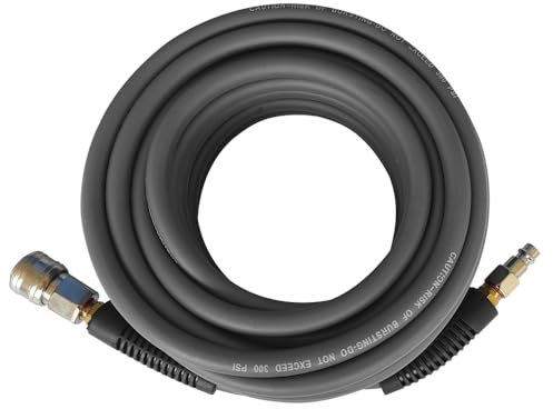 PVC/Gummi Hybrid Luftschlauch Grau mit 1/4 Deutschland Stahl Schnellkupplung und Stecker Fittings, 10m Länge