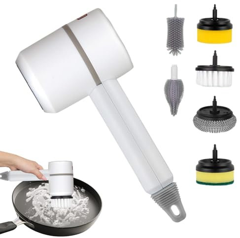 Brosse à récurer sans fil – Nettoyeur de cuisine motorisé – Brosse à chaussures multifonction, brosse à récurer rechargeable pour vaisselle, carrelage, fenêtre, sol et joints