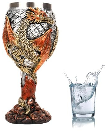 Dragon Wine Glass,Medieval Stainless Steel Drinking Cup Goblets | Dragons Goblets Chalices, Safe and Creative Medieval Chalice Cup for Daily Drinking and