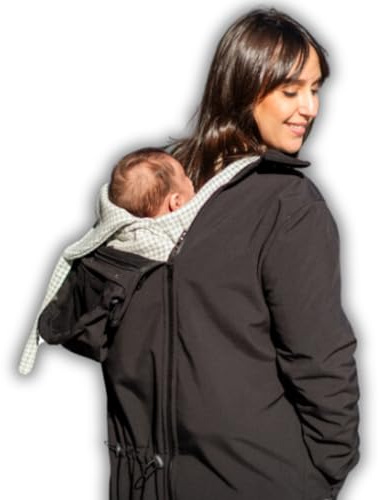 Amarsupiel Unisex Mammakappa och Softshell-bärare: Vattentät, vindtät och Oekotex-certifierad. Svart