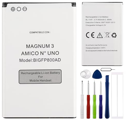 E-yiiviil Replacement Battery BIGFP800AD BL-11AT Battery Compatible with BRONDI Magnum 3/Amico N.1/(Not Compatible with BIGFP800AC) with Tools