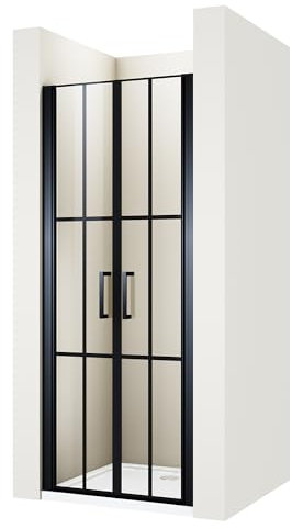 Sirhona - Puerta de ducha giratoria, 90 x 195 cm, giratoria, 180 °, 5 mm, cristal antical, instalación en nicho, puerta de ducha