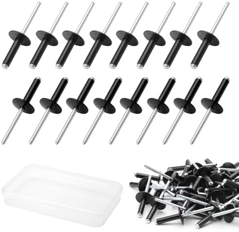 APOMOONS 50 remaches ciegos, 4,8 x 20 mm de aluminio lacados con cabeza grande, remaches ciegos, remache de aluminio y mandril de acero para remachadora ciega