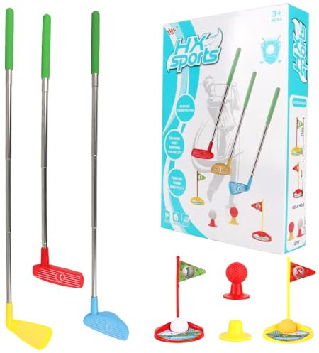 SKIKHN Minigolf Set Spielzeug für Kinder,12Pcs Minigolf Kinder,Minigolfs für Zuhause,Mini Golf mit Bällen und Einziehbare Golfschläger Kinders,Kinderspielzeug für Draußen und Drinnen