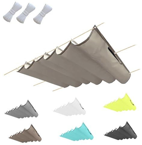 Toile D'ombrage Rétractable Vague Imperméable Rectangulaire 50x600cm(BxL) Pare-Soleil rétractable pour pergola pour terrasse Garage Jardin Kaki