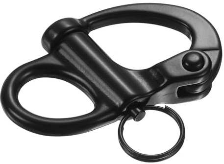 PATIKIL Quick Release Shackle 69mm, 316 Stainless Steel Fixed Bail Snap Shackle Boat Sail Connector for Outdoor Camping Nautical Ships Industrial Hoisting Pet Chains, Black