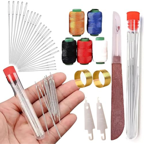 Wondolla Sewing Kit, Indefinitey Big Eye Steel Needles, Stainless Steel Sewing Kit, Sewing Tool Kit, Needle and Thread Kit, DIY Sewing Kit, Portable Sewing Supplies Accessories for Beginner (37PCS)
