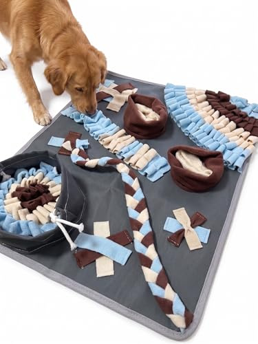 Alfombra Olfativa para Perros - Snuffle Mat Interactivo para Entrenamiento Mental y Olfato, Rompecabezas Dispensador de Premios y Comida Lenta, Base Oxford Lavable con Ventosa Antideslizante