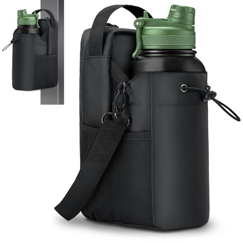 Magnetisk gymväska med flaskhållare 1,5 l, magnetisk flaskväska med starka magneter, vattenflaskhållare, fitness med mobiltelefonfack och justerbar axelrem gymtillbehör sportväska unisex