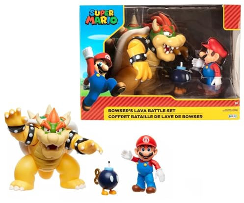 Super Mario - Bataille Avec Bowser - Licence Officielle - Coffret Pont Dynamique & Figurine - Son & Lumière - Lave Rougeoyante - Immersion Jeu - Dès 3 Ans